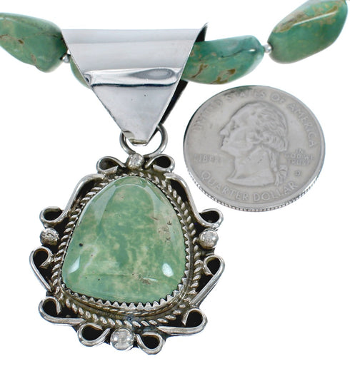 Native American Genuine Sterling Silver Turquoise Bead Necklace Set JX125467