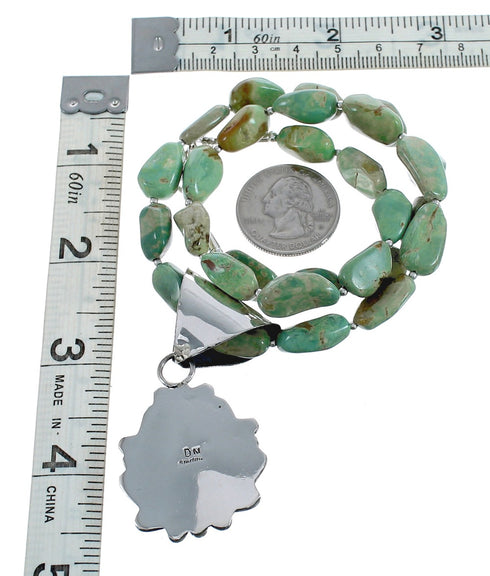 Native American Genuine Sterling Silver Turquoise Bead Necklace Set JX125467