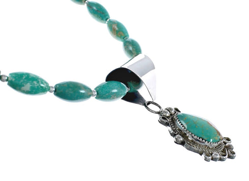 Native American Genuine Sterling Silver Turquoise Bead Necklace Set JX125455