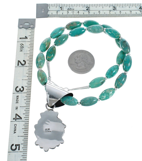Native American Genuine Sterling Silver Turquoise Bead Necklace Set JX125455