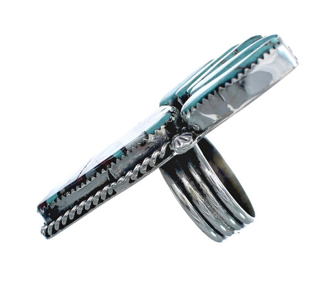 Native American Sterling Silver Multicolor Inlay Bear Paw Ring Size 9-1/2 AX124952