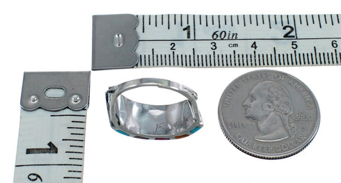 Native American Sterling Silver Multicolor Ring Size 7-3/4 AX124974