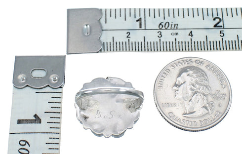 Sterling Silver And Turquoise Zuni Flower Ring Size 6-1/4 AX124987