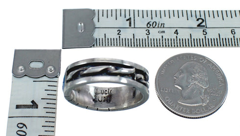 Blue Opal Inlay Zuni Sterling Silver Ring Size 11-1/2 AX124949