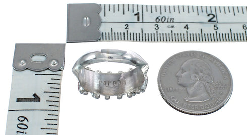 Native American Zuni Sterling Silver Multicolor Needlepoint Ring Size 7 AX124906