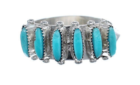 Native American Zuni Sterling Silver Turquoise Needlepoint Ring Size 6-3/4 NN20720