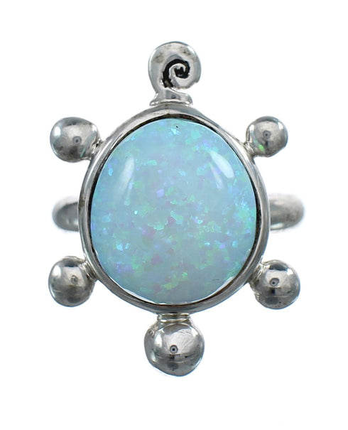 Native American Navajo Opal Sterilng Silver Turtle Ring Size 6-3/4 AX125035