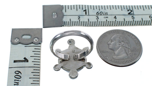 Native American Navajo Opal Sterilng Silver Turtle Ring Size 6-3/4 AX125035