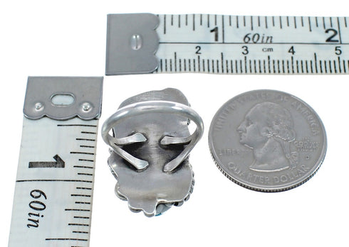 Authentic Sterling Silver Navajo Turquoise Leaf Design Ring Size 6 AX125022