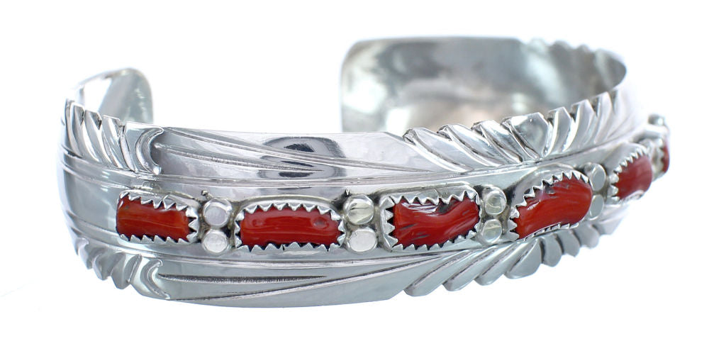 Native American Navajo Coral Sterling Silver Cuff Bracelet JX124985 ...