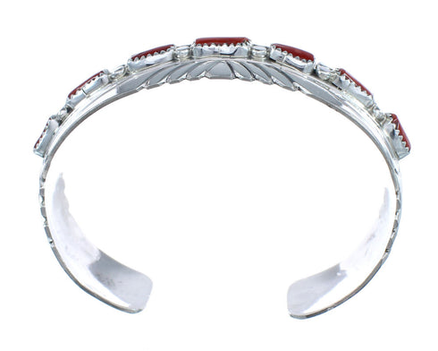 Native American Navajo Coral Sterling Silver Cuff Bracelet JX124985