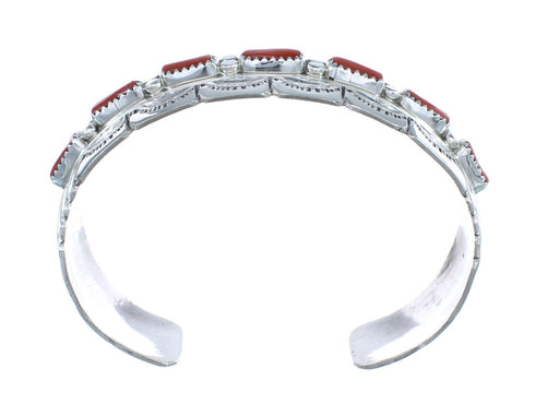 Native American Navajo Coral Sterling Silver Cuff Bracelet JX124995