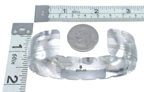 Native American Navajo Coral Sterling Silver Cuff Bracelet JX124995