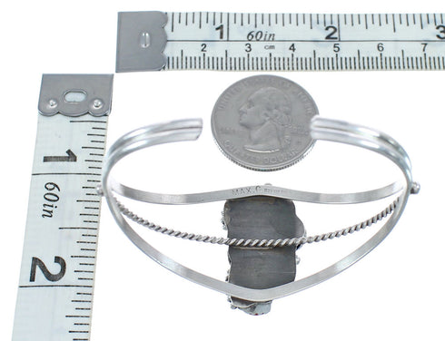 Sterling Silver Turquoise And Coral Navajo Leaf And Flower Cuff Bracelet JX125003