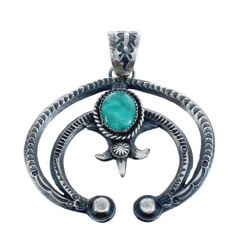 Genuine Sterling Silver Navajo Turquoise Naja Pendant AX125524