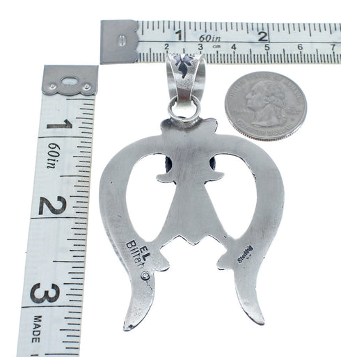Genuine Sterling Silver Navajo Turquoise Naja Pendant AX125528