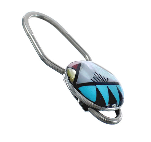 Navajo Zuni Multicolor Inlay Sterling Silver Key Chain NN20279