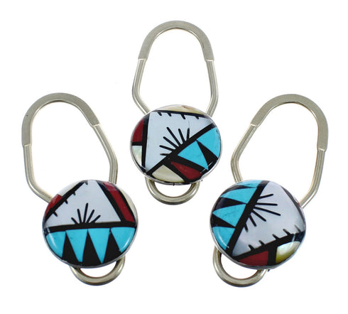 Native American Zuni Multicolor Inlay Sterling Silver Key Chain AX125120