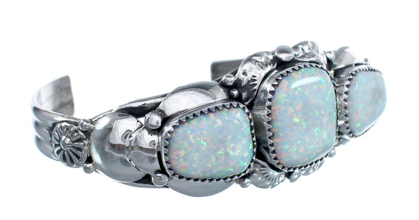 Opal Authentic Sterling Silver Navajo Cuff Bracelet JX125232
