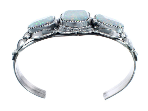 Opal Authentic Sterling Silver Navajo Cuff Bracelet JX125232