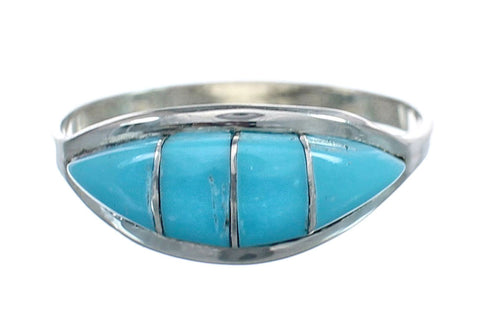 Native American Zuni Sterling Silver Turquoise Ring Size 7 AX125356