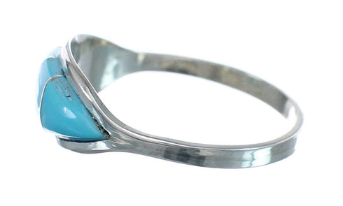 Native American Zuni Sterling Silver Turquoise Ring Size 7 AX125356