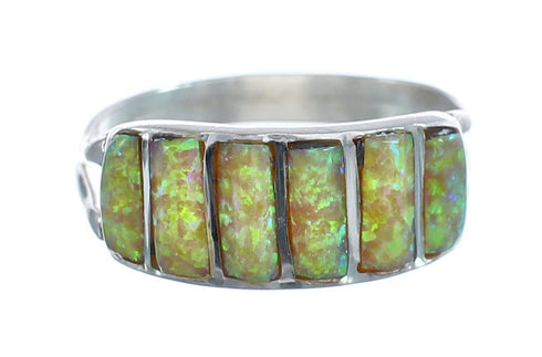 Yellow Opal Authentic Sterling Silver Zuni Ring Size 8-1/2 AX125206