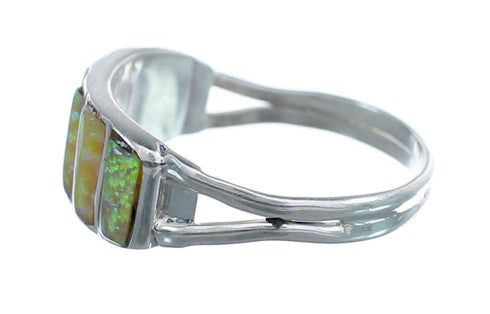 Yellow Opal Authentic Sterling Silver Zuni Ring Size 8-1/2 AX125206