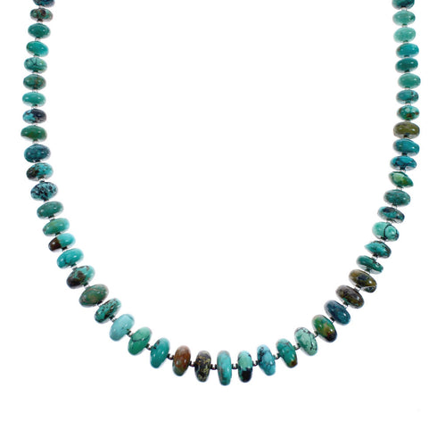 Native American Sterling Silver And Turquoise Graduated Rondelle Bead Necklace JX125513