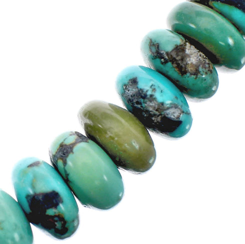 Native American Sterling Silver And Turquoise Graduated Rondelle Bead Necklace JX125514