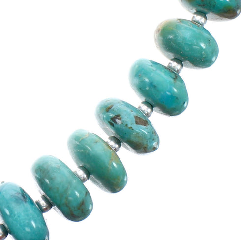 Native American Sterling Silver And Turquoise Graduated Rondelle Bead Necklace JX125516