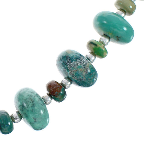 Native American Turquoise Bead And Sterling Silver Necklace JX125518