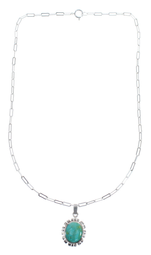 Southwest Turquoise Sterling Silver Pendant Necklace Set JX125538