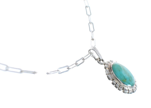 Southwest Turquoise Sterling Silver Pendant Necklace Set JX125538