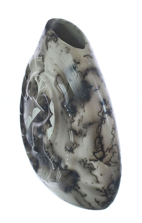 Navajo Hand Crafted Kokopelli Horse Hair Pot JX125602