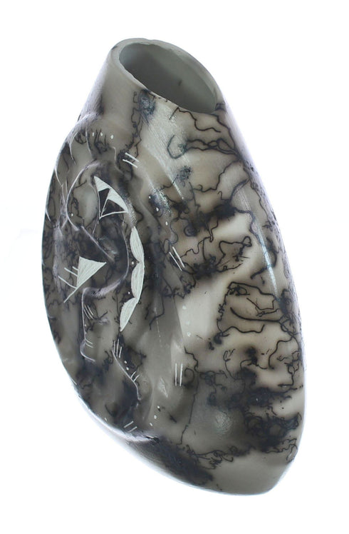 Navajo Hand Crafted Kokopelli Horse Hair Pot JX125604