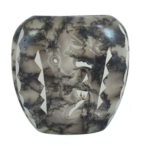 Navajo Hand Crafted Kachina Figure Horse Hair Pot JX125591