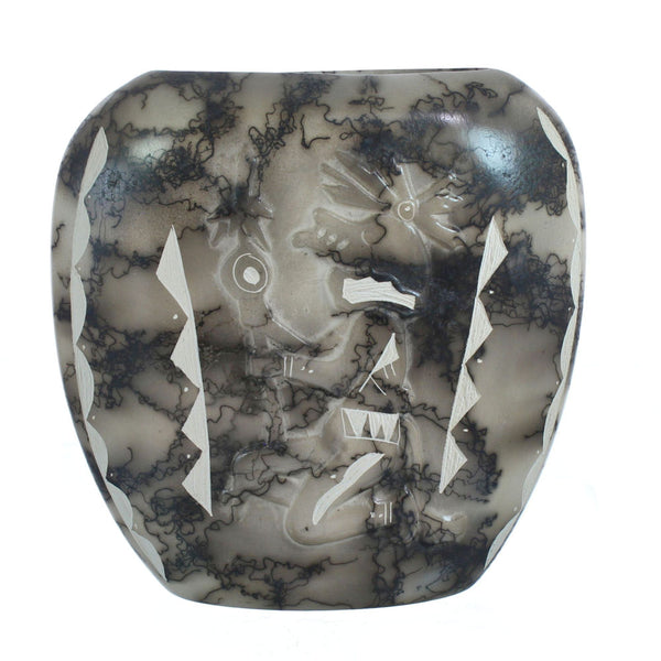 Navajo Hand Crafted Kachina Figure Horse Hair Pot JX125591