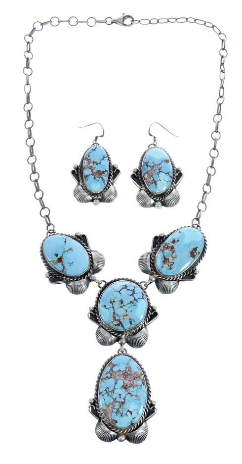 Golden Hill Turquoise Sterling Silver Navajo Link Necklace Set AX125635