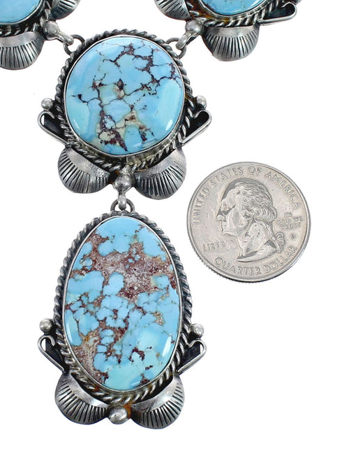 Golden Hill Turquoise Sterling Silver Navajo Link Necklace Set AX125635