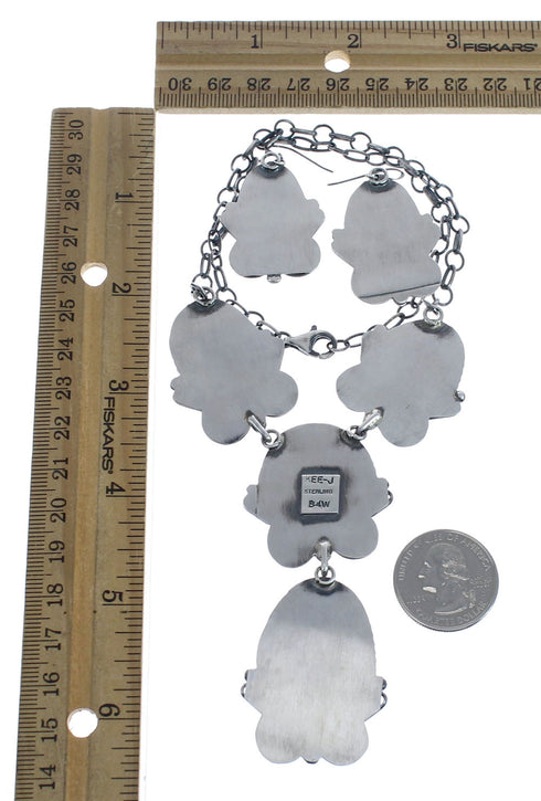 Golden Hill Turquoise Sterling Silver Navajo Link Necklace Set AX125635