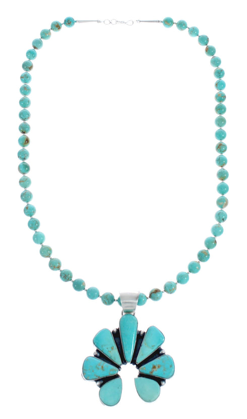 Navajo Sterling Silver Turquoise Naja Bead Necklace Set AX125618