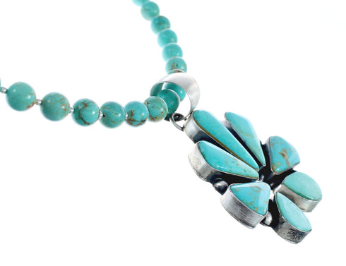 Navajo Sterling Silver Turquoise Naja Bead Necklace Set AX125618