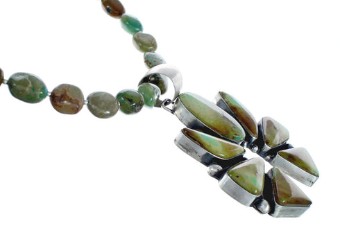 Navajo Sterling Silver Kingman Turquoise Naja Bead Necklace Set AX125632