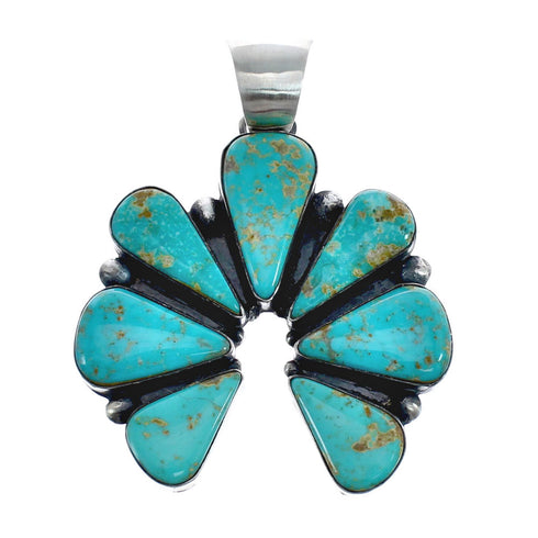 Turquoise Navajo Authentic Sterling Silver Pendant JX126602