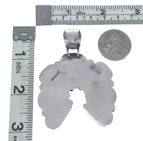 Turquoise Navajo Authentic Sterling Silver Pendant JX126602