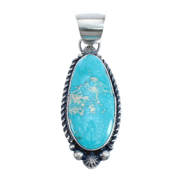 Native American Navajo Genuine Sterling Silver And Turquoise Pendant JX126616