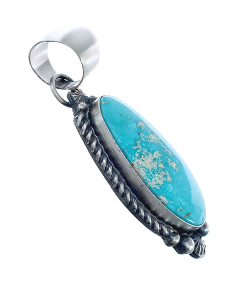 Native American Navajo Genuine Sterling Silver And Turquoise Pendant JX126616