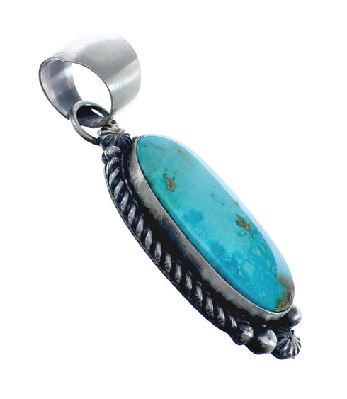 Native American Navajo Genuine Sterling Silver And Turquoise Pendant JX126619