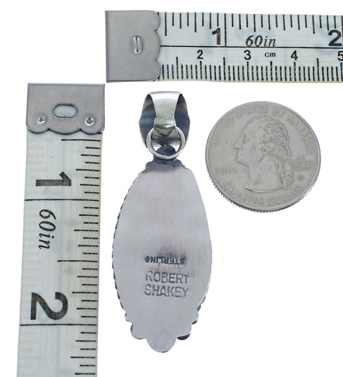 Native American Navajo Genuine Sterling Silver And Turquoise Pendant JX126619